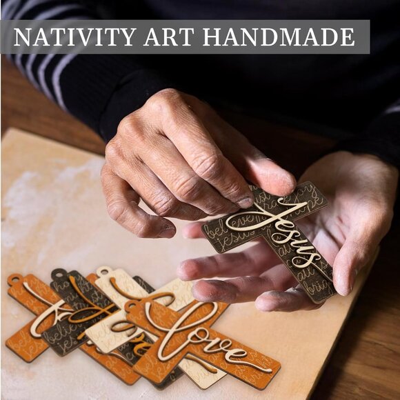 Wooden Cross Ornaments Christmas Tree Religious Gifts for Women Faith - Picture 3 of 6
